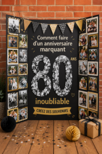 Fête d'anniversaire avec décorations colorées et invités souriants.