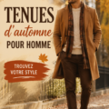 Un mannequin portant une tenue d'automne élégante pour homme, avec un manteau et un pull.