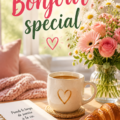 Personne souriante offrant un bonjour chaleureux avec une boisson matinale