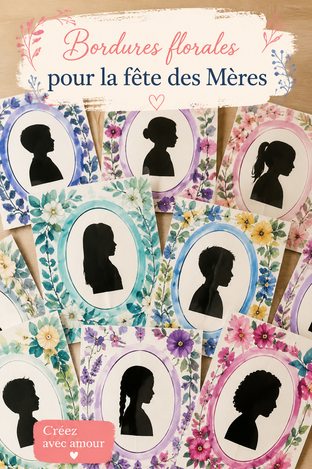 un cadre floral coloré pour la fête des mères