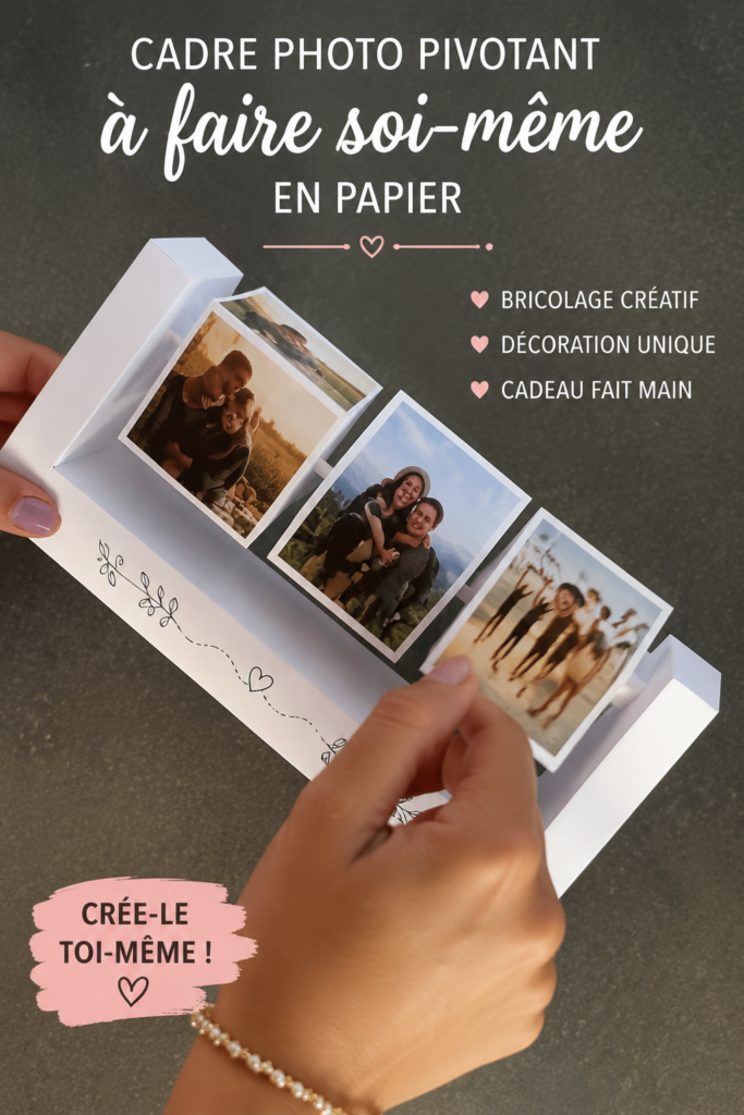 Cadre photo suspendu DIY en papier décoratif avec des photos des souvenirs
