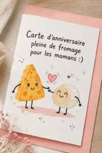 Carte d'anniversaire créative faite main pour une maman, avec des embellissements colorés.