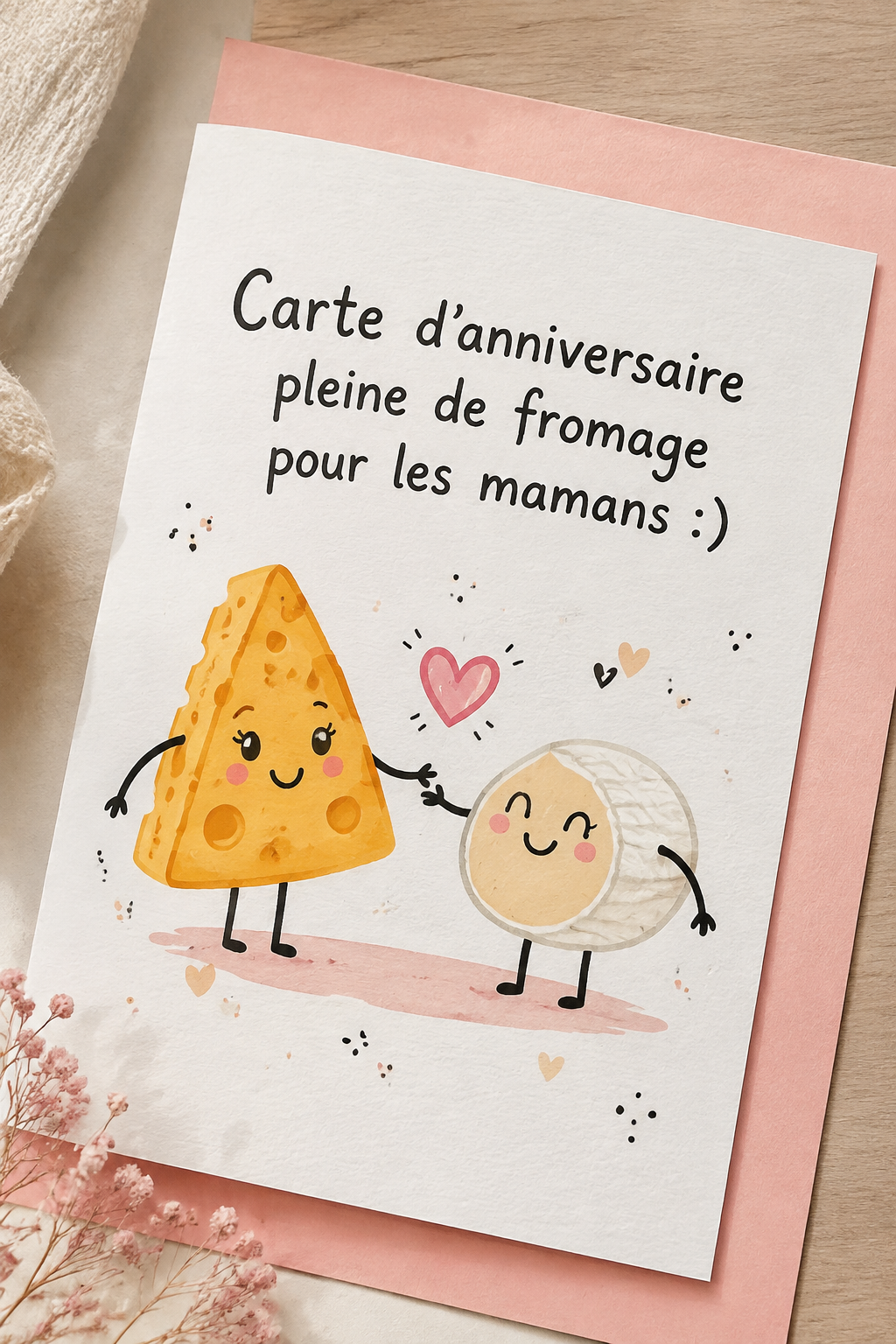 Carte d'anniversaire créative faite main pour une maman, avec des embellissements colorés.
