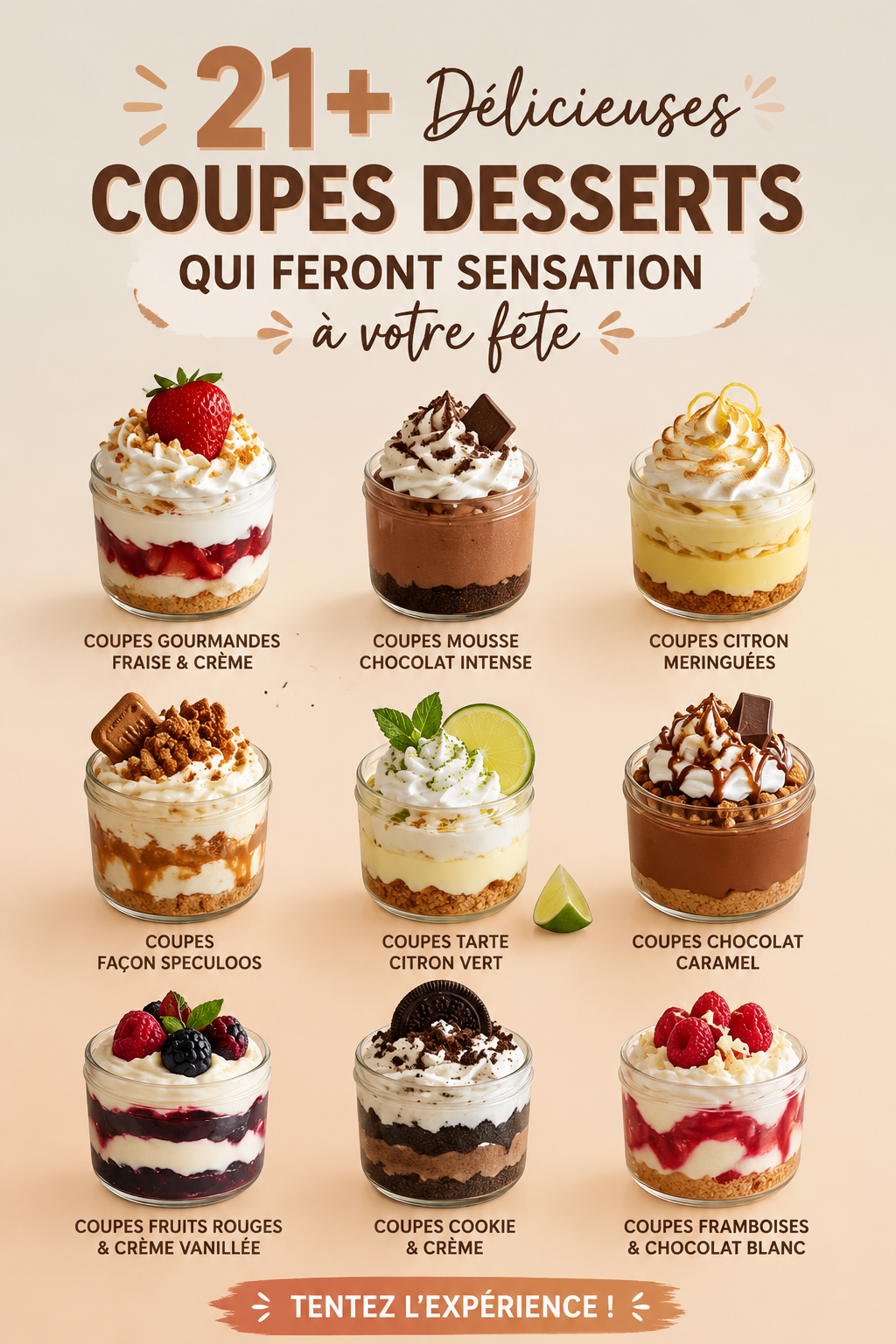 Superbes coupes dessert colorées sur une table de fête