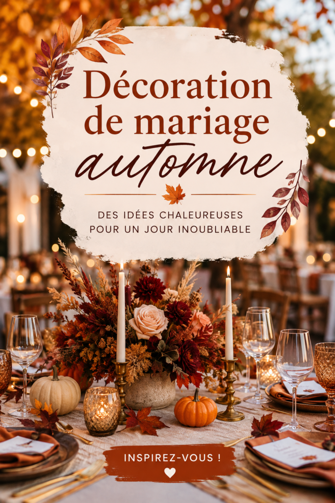 Décoration de mariage automnale avec des éléments naturels