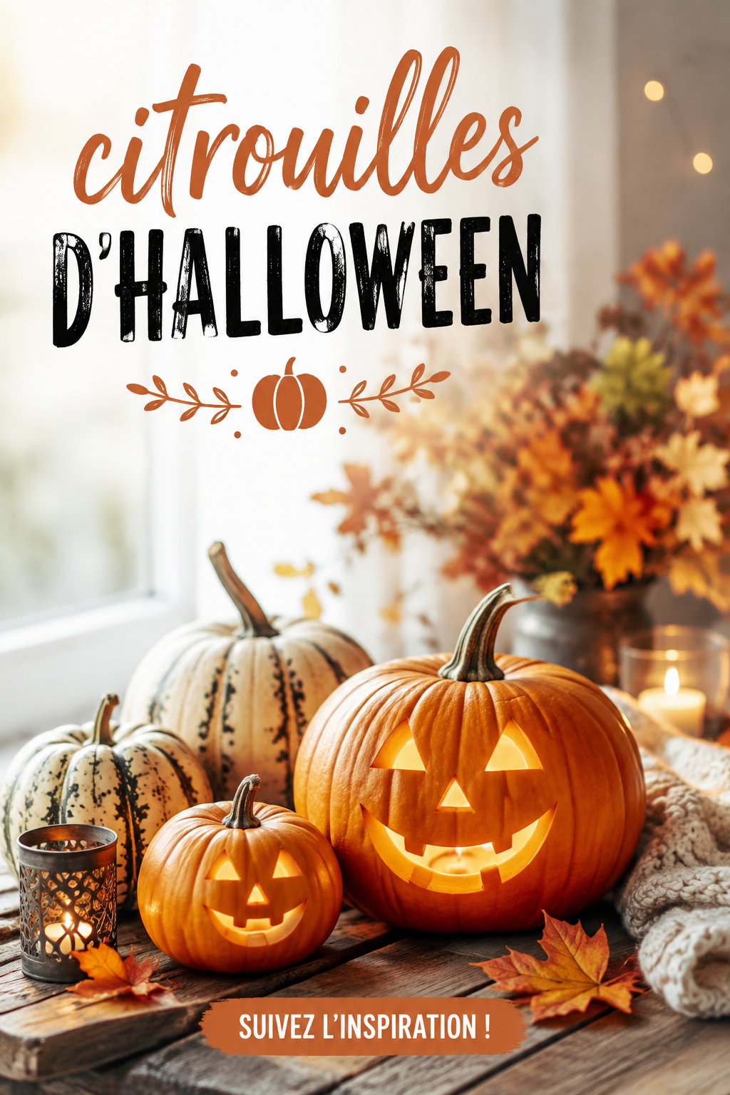 Une belle citrouille décorée pour Halloween avec des motifs créatifs.