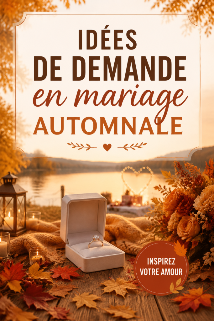 Demande en mariage romantique en automne avec des feuilles dorées