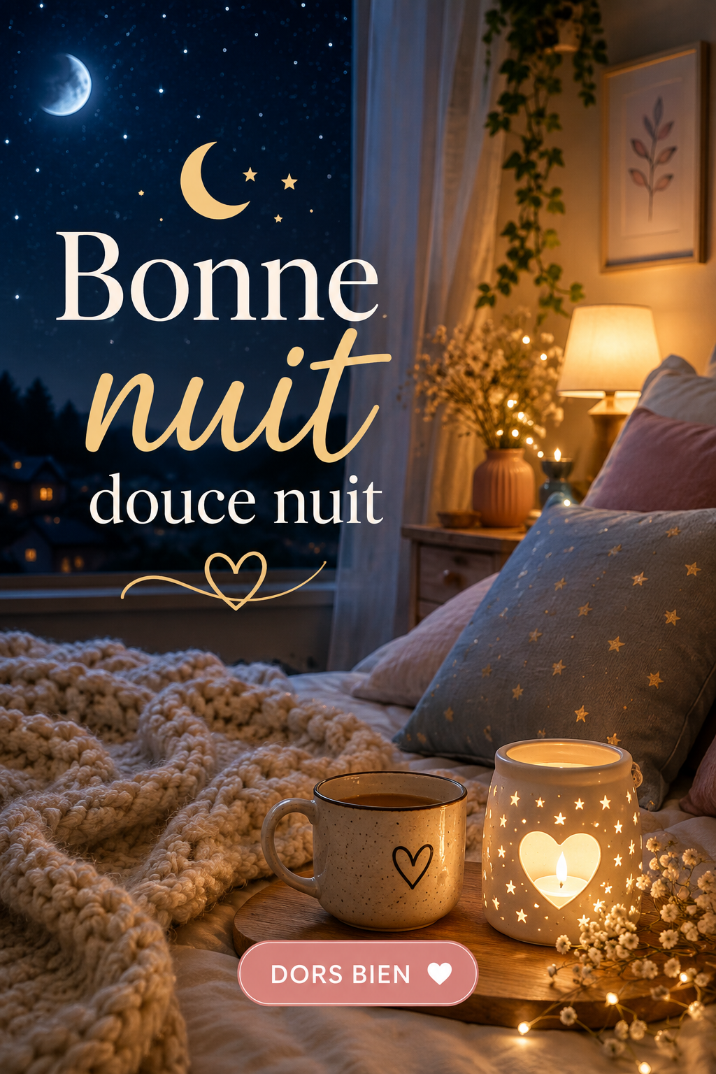 Ambiance apaisante avant de dormir avec lumière tamisée