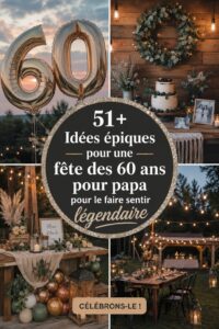 Une fête d'anniversaire colorée pour célébrer les 60 ans d'un père avec décorations et ballons.