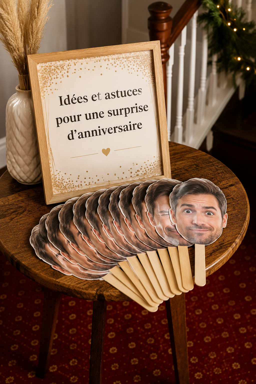 Une célébration de fête surprise avec des ballons et un gâteau d'anniversaire coloré.