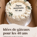 Un gâteau d'anniversaire stylisé pour un 40ème anniversaire, décoré avec des fleurs et des bougies.