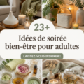 Ambiance d'une soirée spa relaxante avec bougies et musique douce