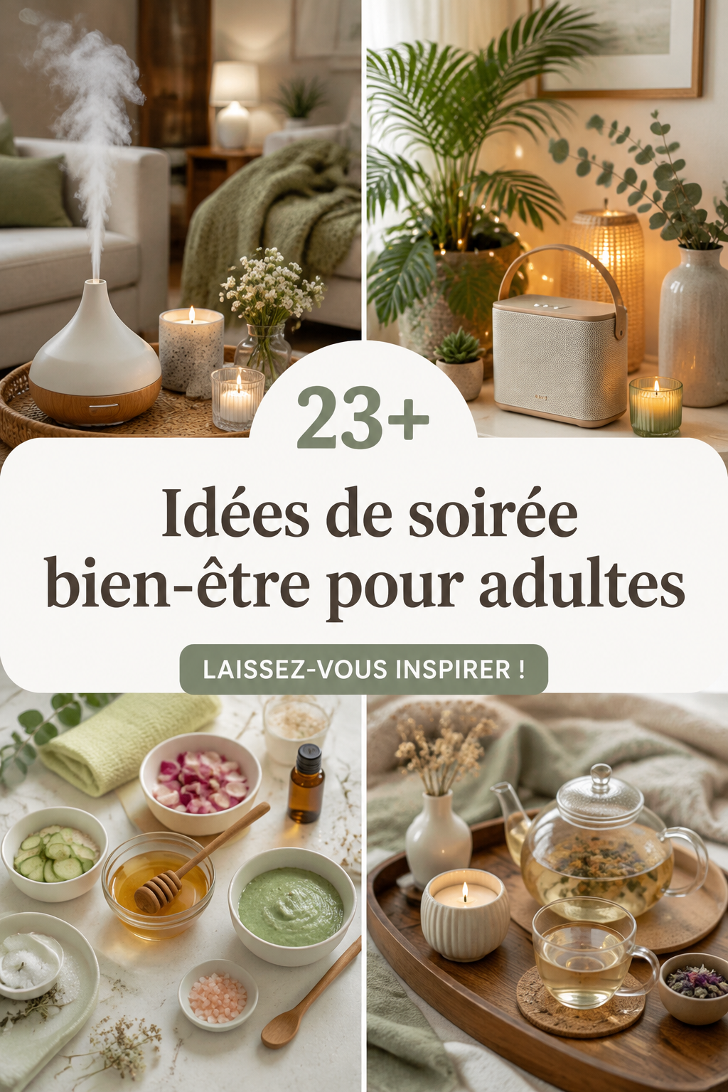 Ambiance d'une soirée spa relaxante avec bougies et musique douce