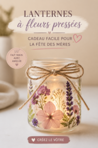 Lanternes faites maison avec des fleurs pressées pour la fête des mères
