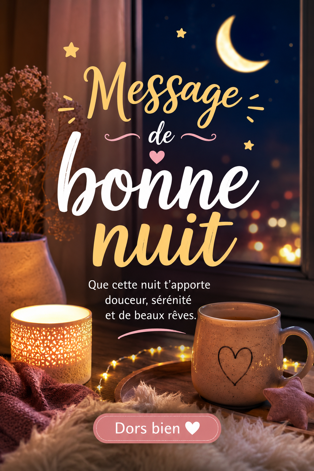 Une illustration d'un ciel étoilé avec un message de bonne nuit, symbolisant la tendresse et l'attention.
