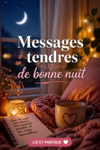 Un message tendre pour dire bonne nuit avec un fond apaisant.