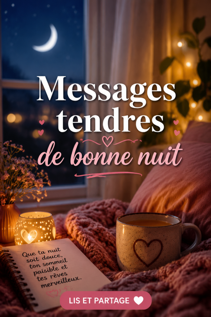 Un message tendre pour dire bonne nuit avec un fond apaisant.