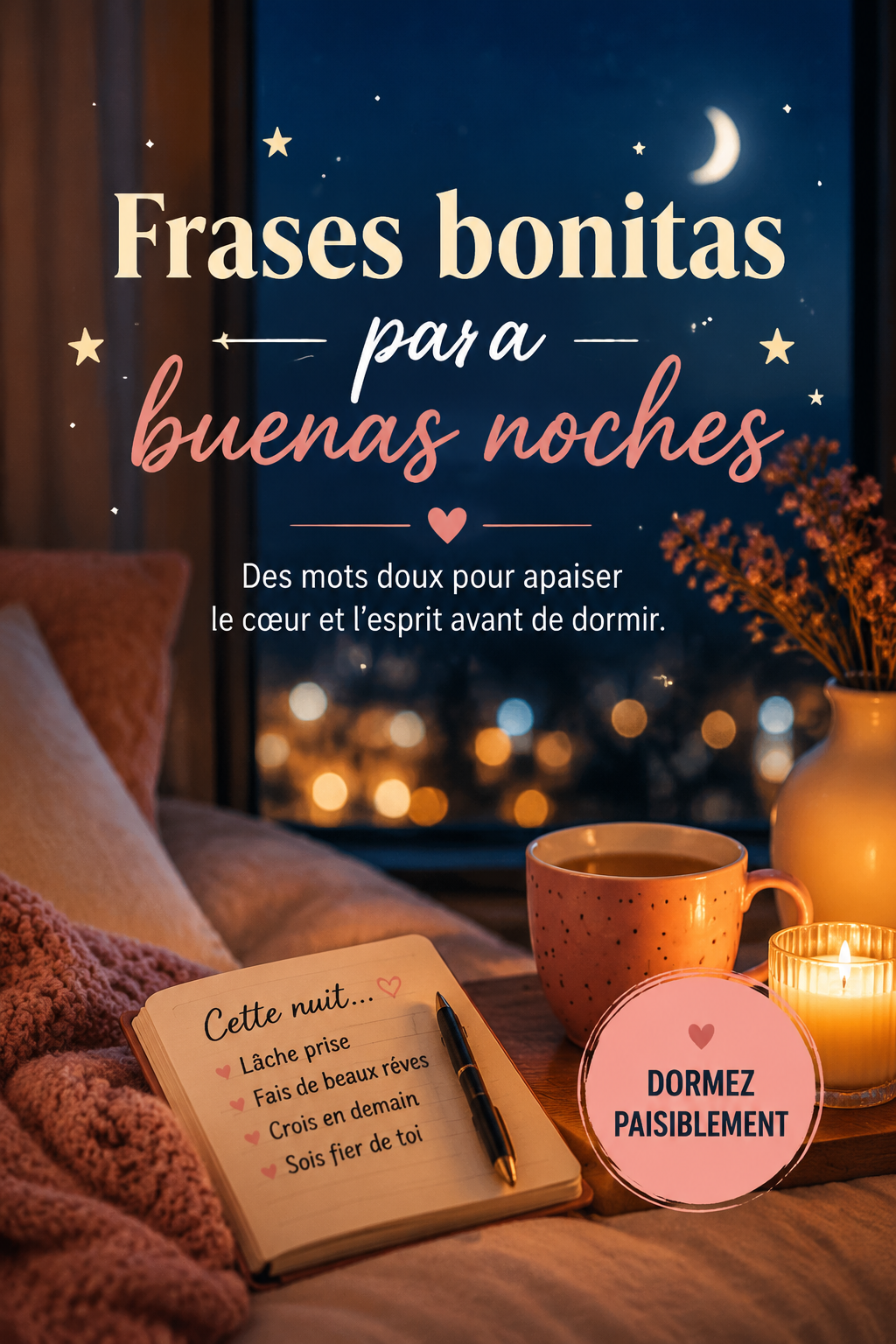 Un coucher de soleil paisible illustrant des phrases réconfortantes pour la nuit.