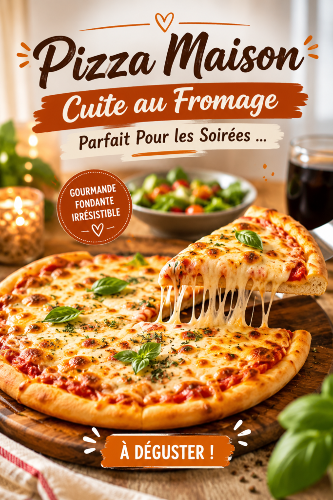 Pizza maison au fromage fraîchement cuite, prête à être dégustée