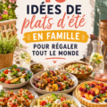 Repas d'été coloré réunissant une famille autour d'une table