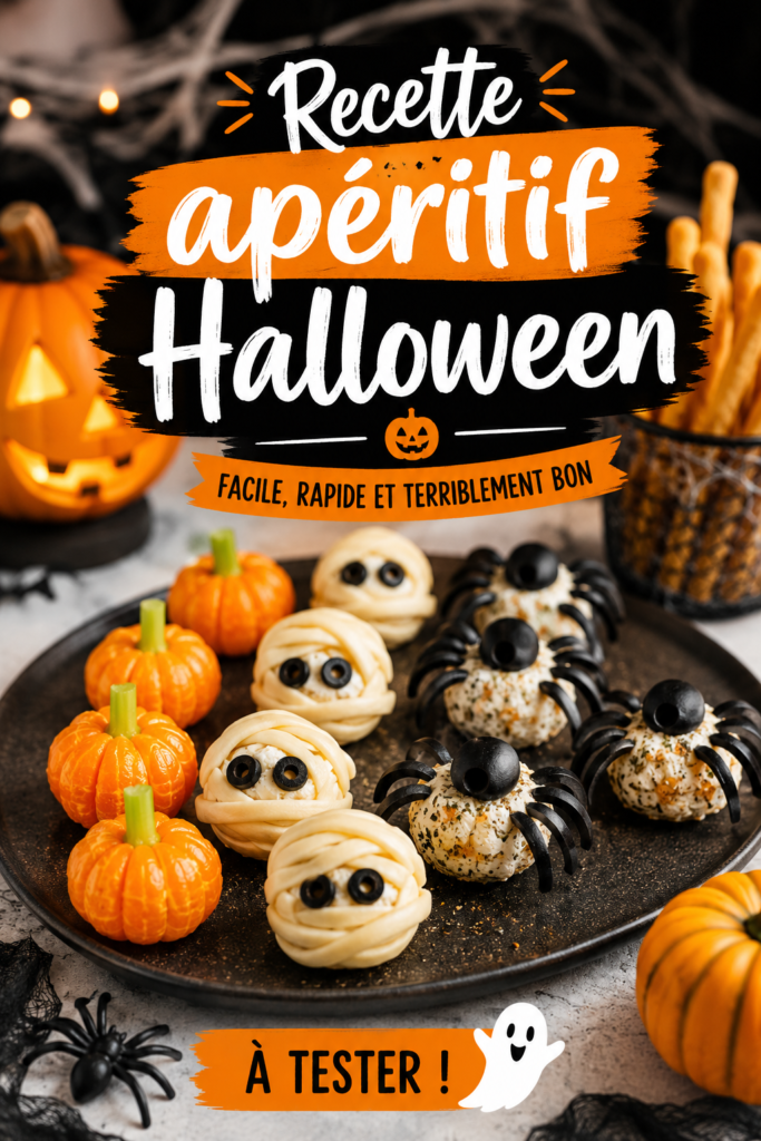 Plateau d'apéritifs d'Halloween avec des bouchées créatives et effrayantes