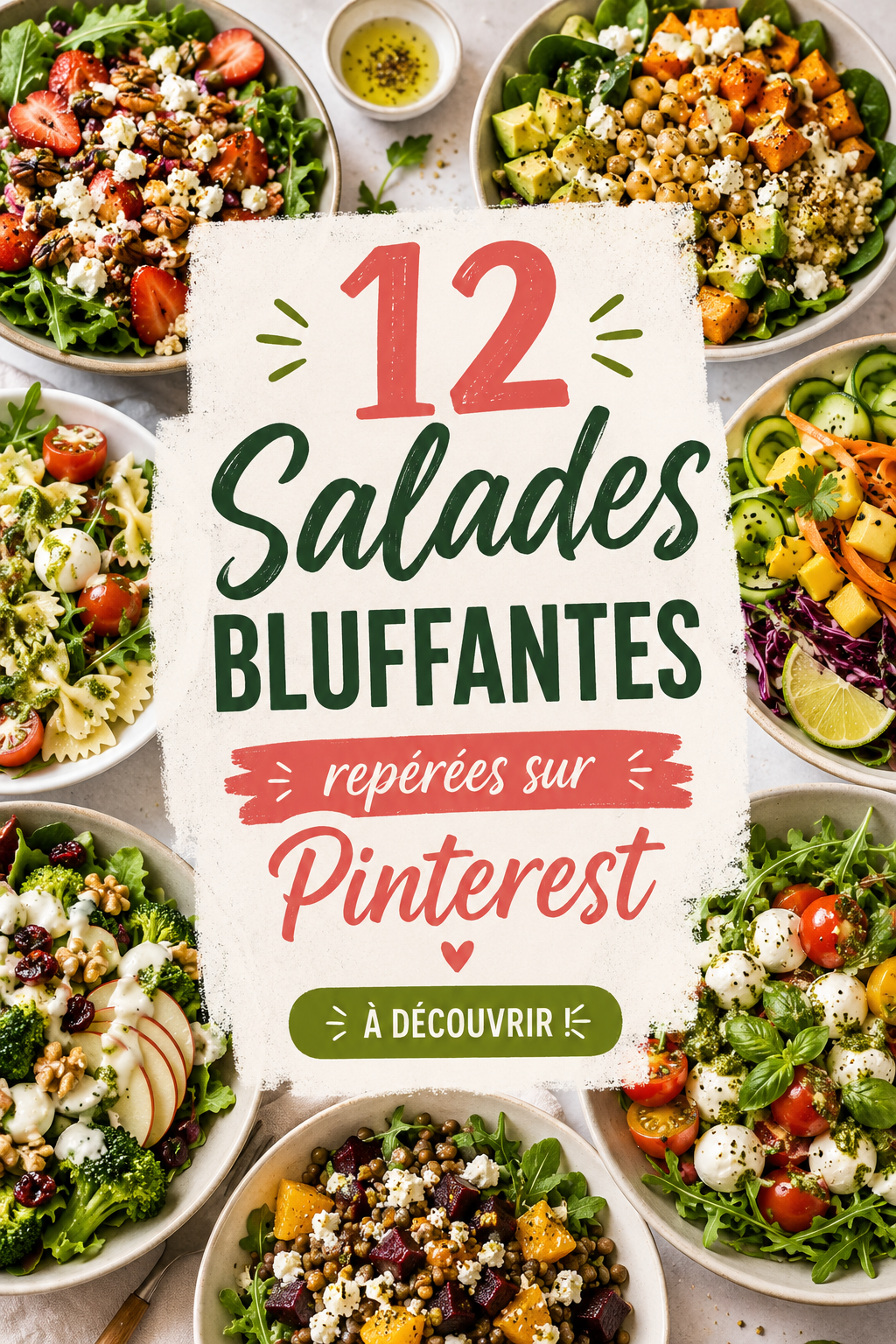 Assiette de salades colorées et fraîches prête pour un repas d'été