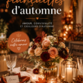 Soirée de fiançailles automnale avec des décorations en feuilles et citrouilles.