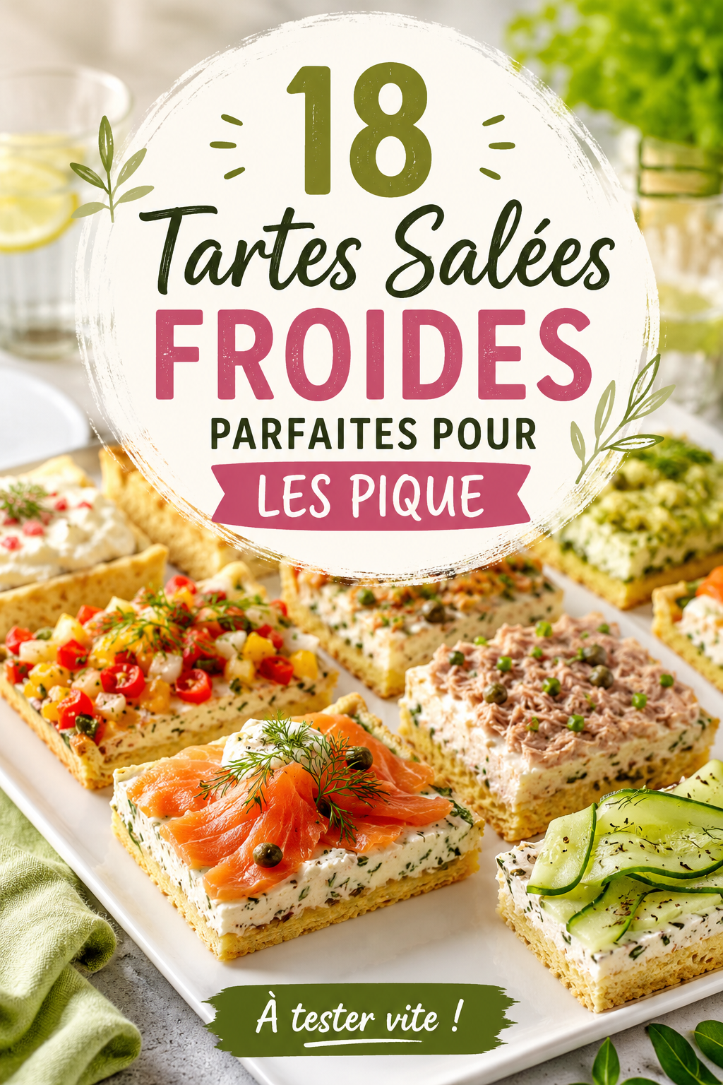 Assortiment de tartes salées froides prêtes pour un pique-nique en plein air.