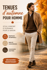 Tenue d'automne masculine avec écharpe et manteau stylé