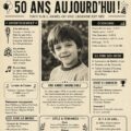 Affiche personnalisée d'anniversaire pour le 50e anniversaire avec des photos et souvenirs mémorables