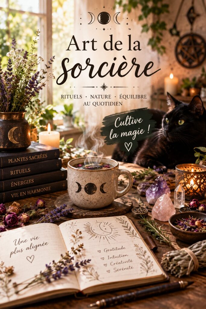 Un décor magique inspiré de la sorcellerie avec des chandelles et des symboles mystiques
