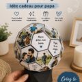Ballon de foot décoré de photos pour un cadeau personnalisé à papa.