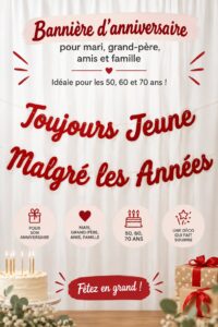 Bannière d'anniversaire colorée pour un homme plus âgé sur un fond festif
