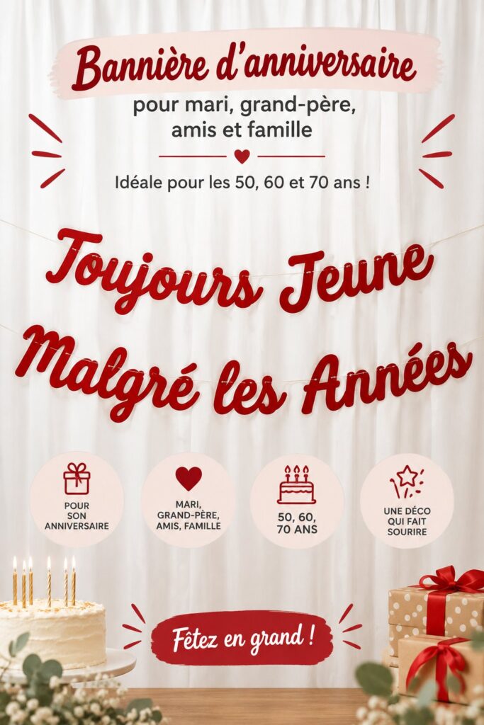 Bannière d'anniversaire colorée pour un homme plus âgé sur un fond festif