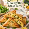 Bricks de courgettes, feta et curry dorées et croustillantes sur une assiette