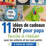 Un enfant présente fièrement un cadeau fait main pour son père
