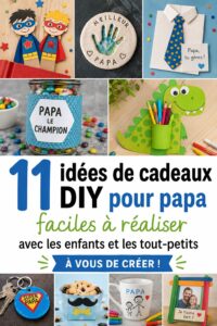 Un enfant présente fièrement un cadeau fait main pour son père