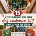 Un cadeau DIY fait main emballé avec soin, représentant l'amour et l'attention.