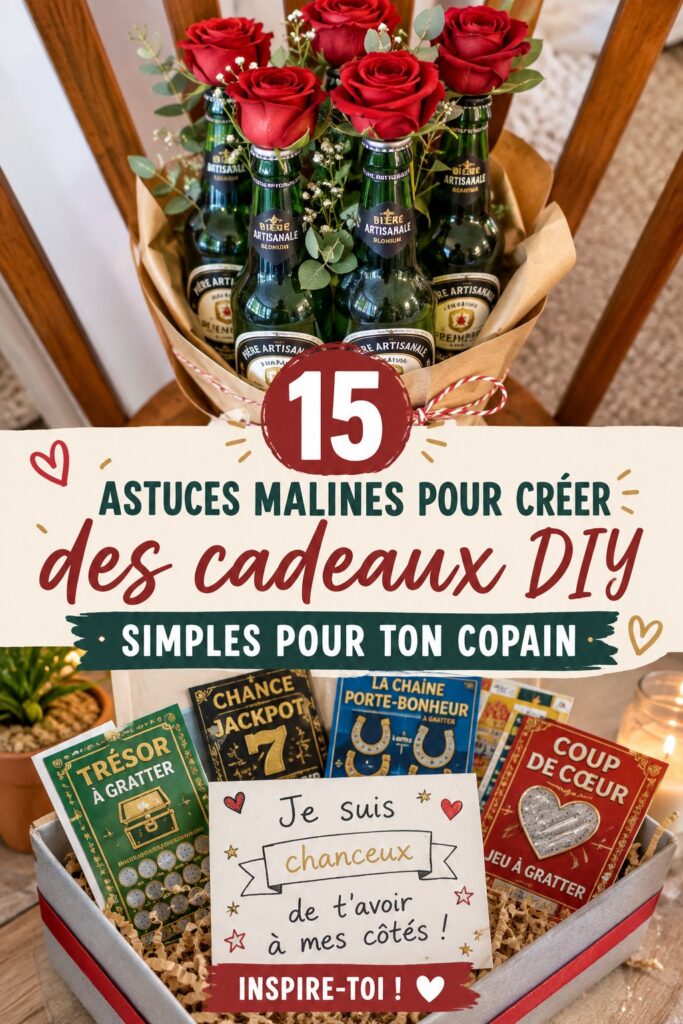 Un cadeau DIY fait main emballé avec soin, représentant l'amour et l'attention.