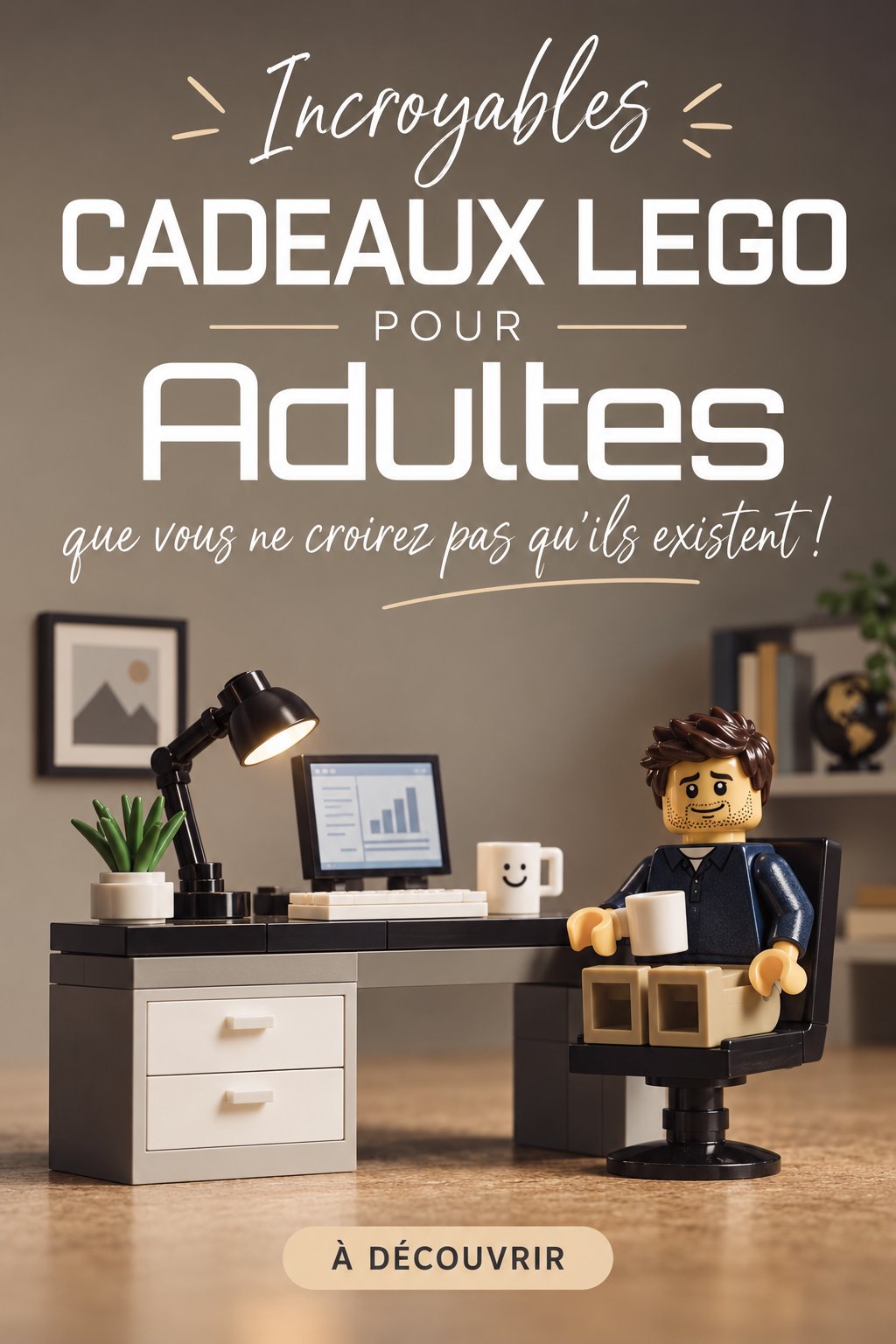 Cadeaux LEGO originaux pour adultes disposés sur une table