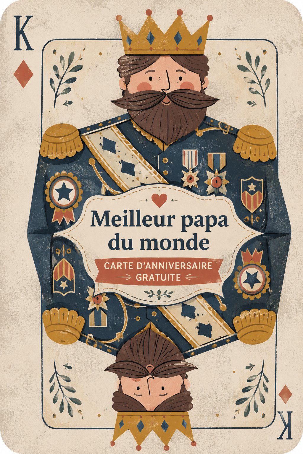 Une carte d'anniversaire colorée créée pour un père avec des illustrations et un message tendre.