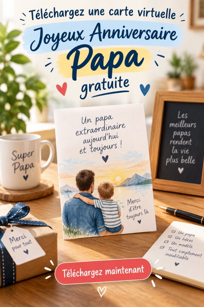 Carte d'anniversaire virtuelle colorée pour célébrer Papa