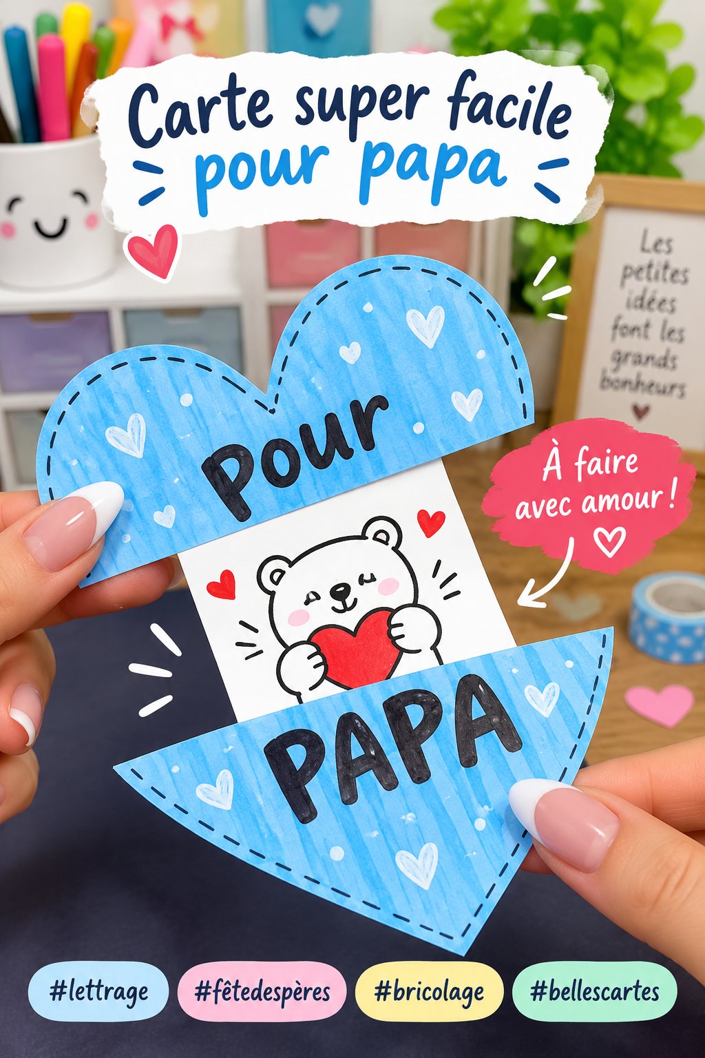 Carte DIY colorée faite main pour célébrer la fête des pères.