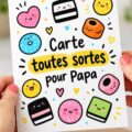 Exemple de carte DIY pour la fête des pères avec des décorations colorées.
