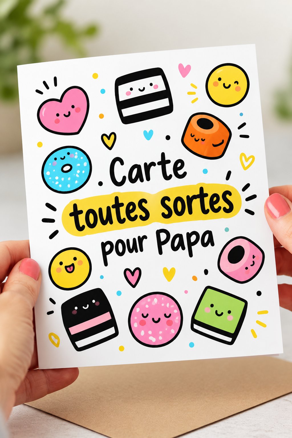 Exemple de carte DIY pour la fête des pères avec des décorations colorées.