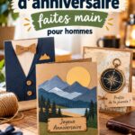 Une carte d'anniversaire masculine faite main, avec un design créatif