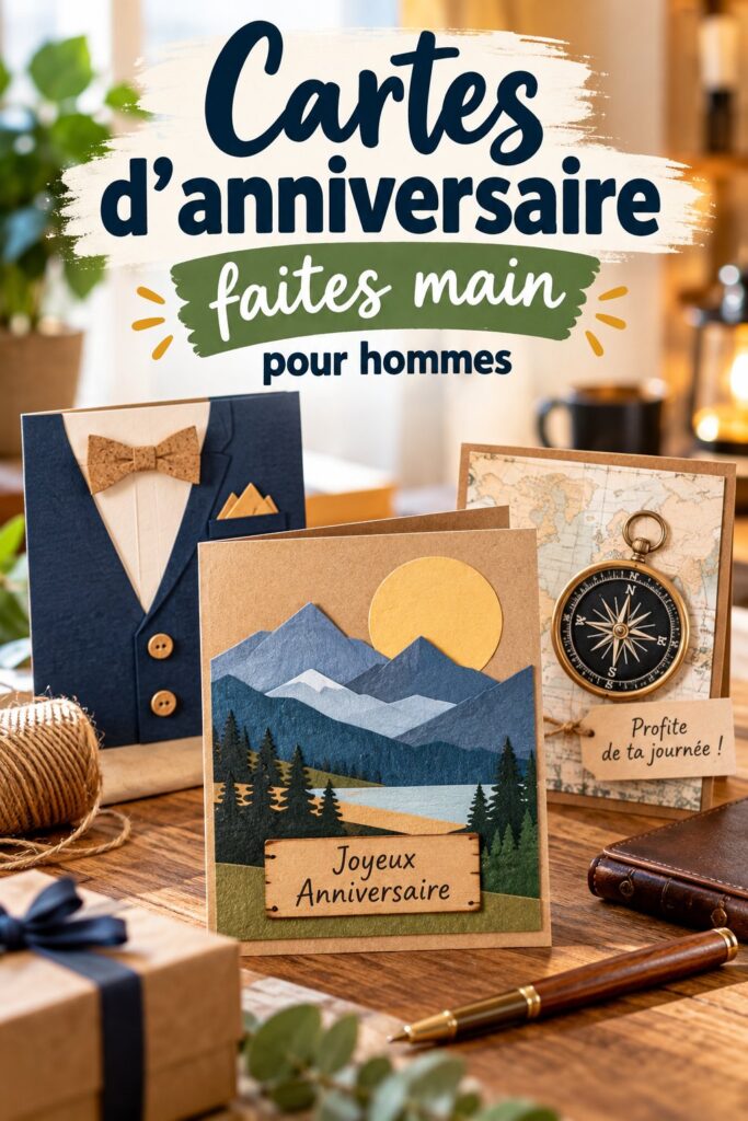 Une carte d'anniversaire masculine faite main, avec un design créatif