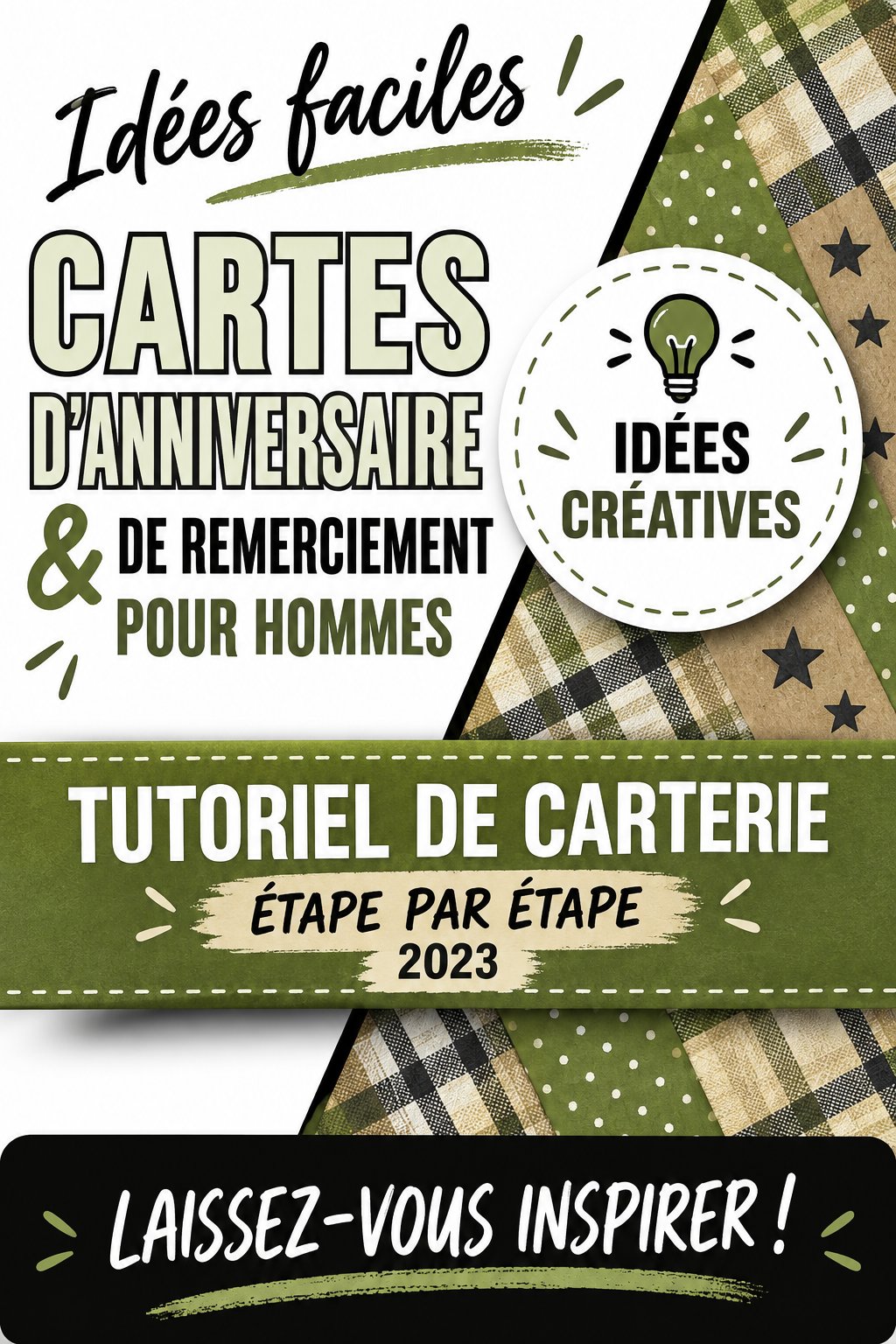 Un assortiment de cartes d'anniversaire et de remerciements faites main pour hommes.