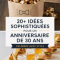 Homme célébrant son 30e anniversaire avec des amis lors d'une fête élégante.