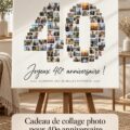 Collage photo coloré pour un 40e anniversaire, mettant en valeur des souvenirs précieux.